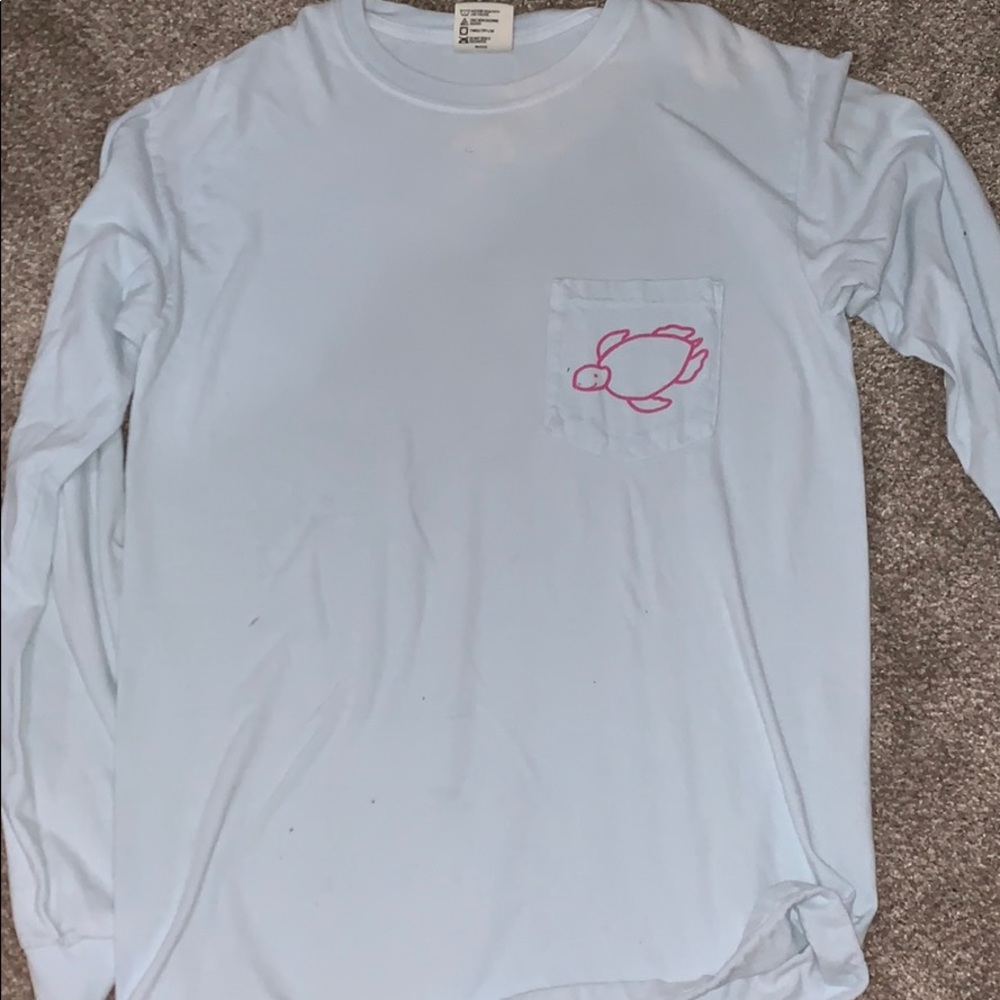 Shelly Cove light blue and pink long sleeve tee
